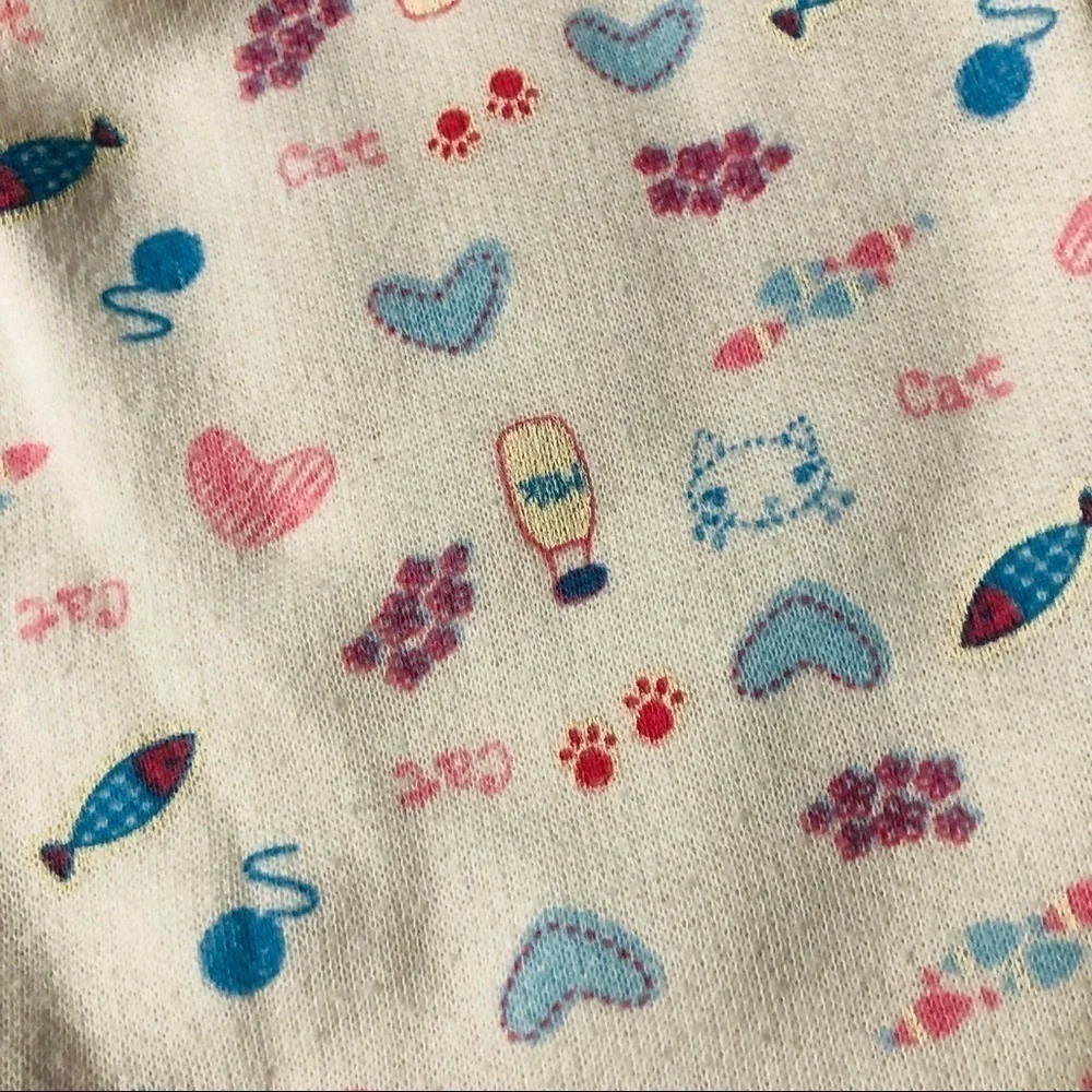PINK CHILI - GIRLS CUTE PAJAMAS SIZE 1 / 2 white with light blue and pink cats